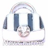 H7994 Black And White Purse With Stone Floating Locket Charm