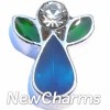 H8168 Blue CZ Teardrop Angel Floating Locket Charm