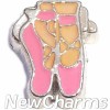 H9705 Ballet Shoes Silver Trim Floating Locket Charm