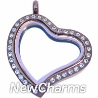 SS30  Stainless Steel Silver Heart Floating Locket