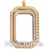 VS79 Silver Emerald Cut Big CZ Floating Locket