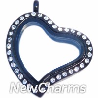 SS91  Stainless Steel Silver CZ Big Curvy  Heart Floating Locket