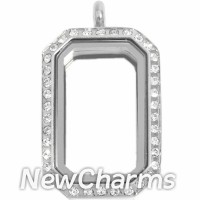 SS77 Stainless Steel Silver Medium Emerald Cut CZ Locket