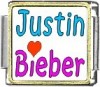 Justin Beiber with Heart Custom Photo Italian  Charm