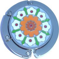 ORANGE CENTER FLOWER DESIGN PURSE HANGER