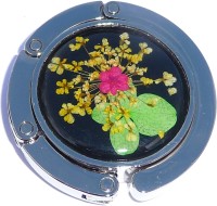 PH8033 Flowers with Green on Black Foldable Purse Hanger