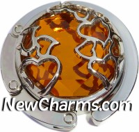 PH8148 Orange Stone Hearts Foldable Purse Hanger