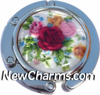PH8172 Roses on White Foldable Purse Hanger