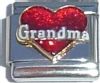 CT1977RW Grandma in White on Red Heart Italian Charm