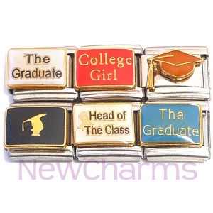 6 Graduation Italian Charms