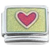 C015 Red Heart on Green Italian Charm