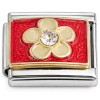 C016 Flower on Red Italian Charm