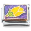 C048yellow Yellow Rose Flower on Purple Italian Charm