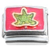 C053 Green Leaf on Red Italian Charm