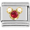 C057red Mouse Ears Red White Italian Charm