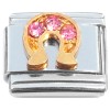 C059pink Horseshoe Pink Bling Italian Charm