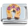 C059purple Horseshoe Purple Bling Italian Charm