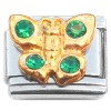 C061green Butterfly Green Bling Italian Charm