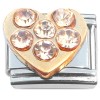 C064 Heart Clear Bling Gold Italian Charm.