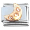 C065 Moon Clear Bling Goldtone Italian Charm