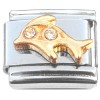 C066 Dolphin Clear Bling Goldtone Italian Charm