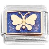 C080 Butterfly Purple Background Gold Italian Charm