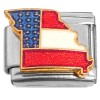 CL1005 Red White Blue Flag Missouri State Outline Italian Charm