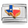 CL1013 Red White Blue Flag Texas State Outline Italian Charm