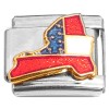 CL1036 Red White Blue Flag New York State Outline Italian Charm