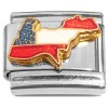CL1044 Red White Blue Flag Alaska State Outline Italian Charm