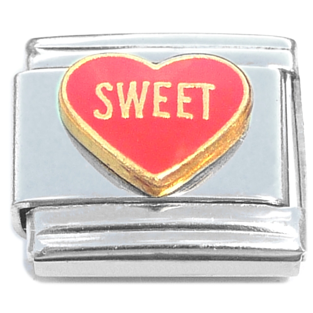 CT1189red Sweet Heart on Red Italian Charm