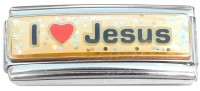 CT1376 I Love Jesus Glitter Superlink Italian Charm