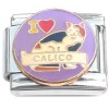 CT1427 I Love Calico Cat Italian Charm