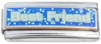 CT1473 Best Friend Blue Glitter Superlink Italian Charm