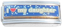 CT1478 I Love My Daughter Blue Glitter Superlink Italian Charm