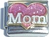 CT1626NW Mom in White on Pink Heart Italian Charm