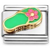 CT1692g Flip FLop Green with Pink Italian Charm
