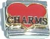 CT1804 Charms on red Heart Italian Charm