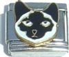 CT1851 Cat Face Black and White Italian Charm