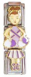 CT1942o Purple Cheerleader Girl Brown Hair Triple Italian Charm