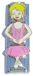 CT1954ny Pink Dance Girl Blonde Hair Triple Italian Charm