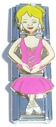 CT1954py Fuchsia Dance Girl Blonde Hair Triple Italian Charm