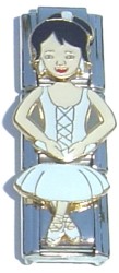 CT1954wk White Outfit Dance Girl Dark Hair Triple Italian Charm