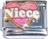CT1974nw Niece in White on Pink HeartItalian Charm