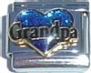 CT1976bk Grandpa in Black on Blue Heart Italian Charm