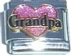 CT1976nk Grandpa in Black on Pink Heart Italian Charm