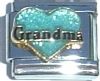 CT1977lk Grandma in Black on Light Blue Heart Italian Charm