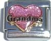 CT1977nk Grandma in Black on Pink Heart Heart Italian Charm