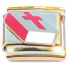 CT2124 Bible Red Cross Goldtone Base Italian Charm