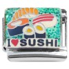 CT2136 I Love Sushi on Green Italian Charm